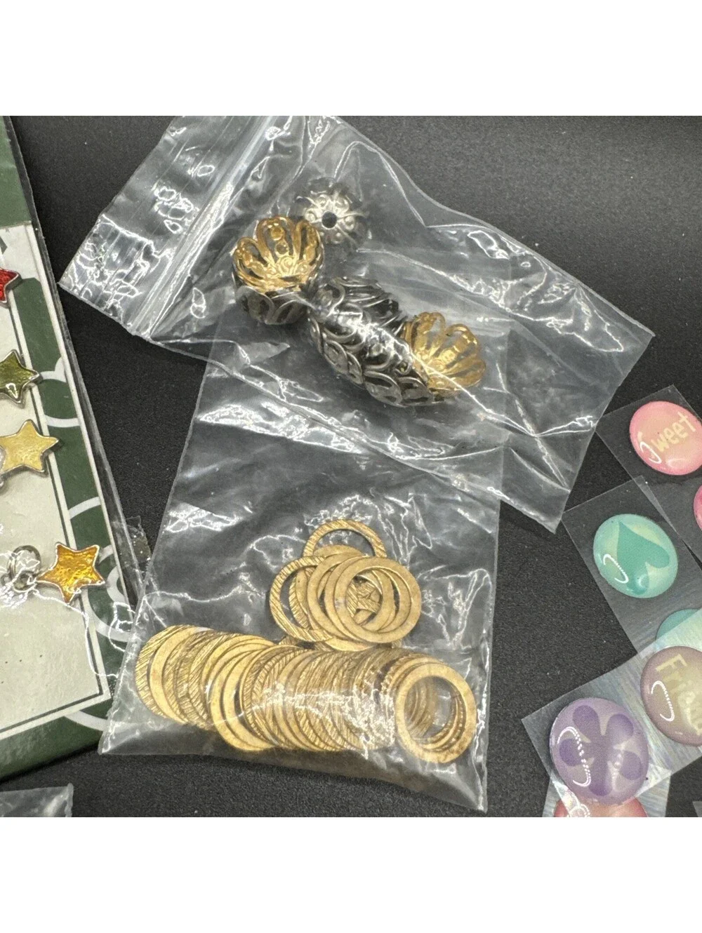 Bundle Of Scrapbooking / Crafting Supplies - Charms Beads Stickers
